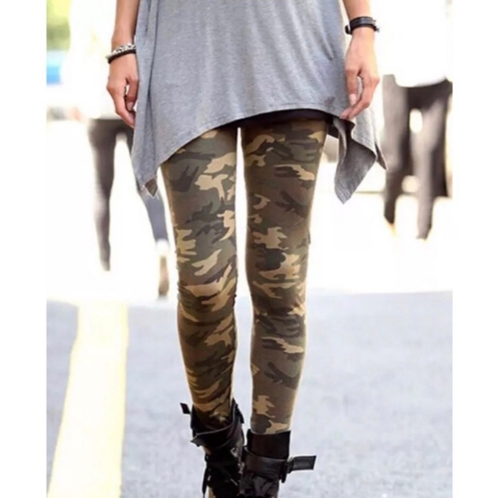 Camo Leggings Elastic Waist
